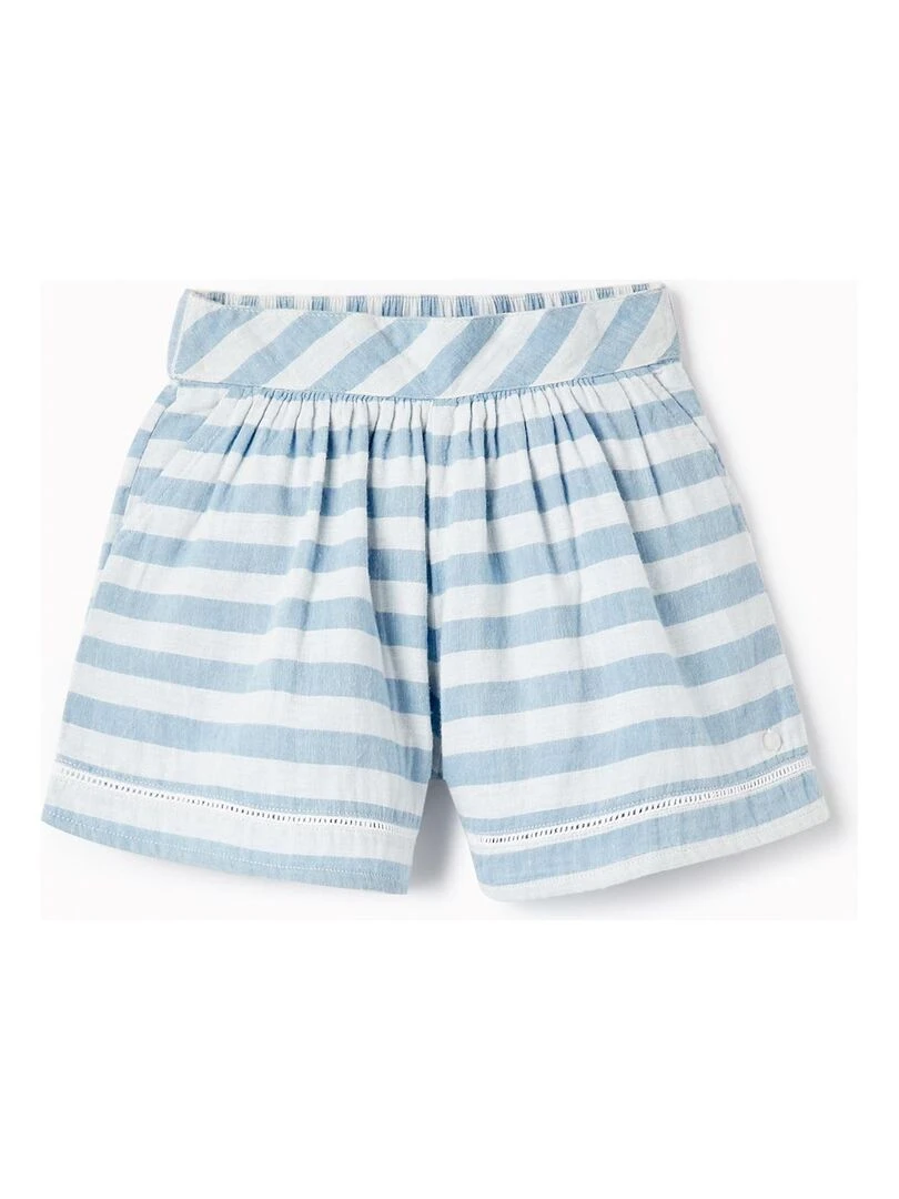 Shorts à Rayures en Coton pour Fille 'B&S' BROTHERS&SISTERS Bleu clair