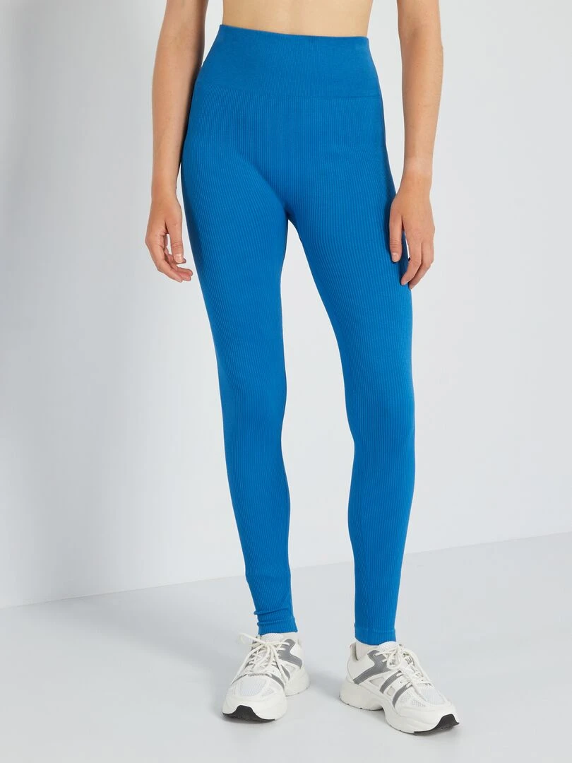 Legging de sport en maille côtelée   bleu