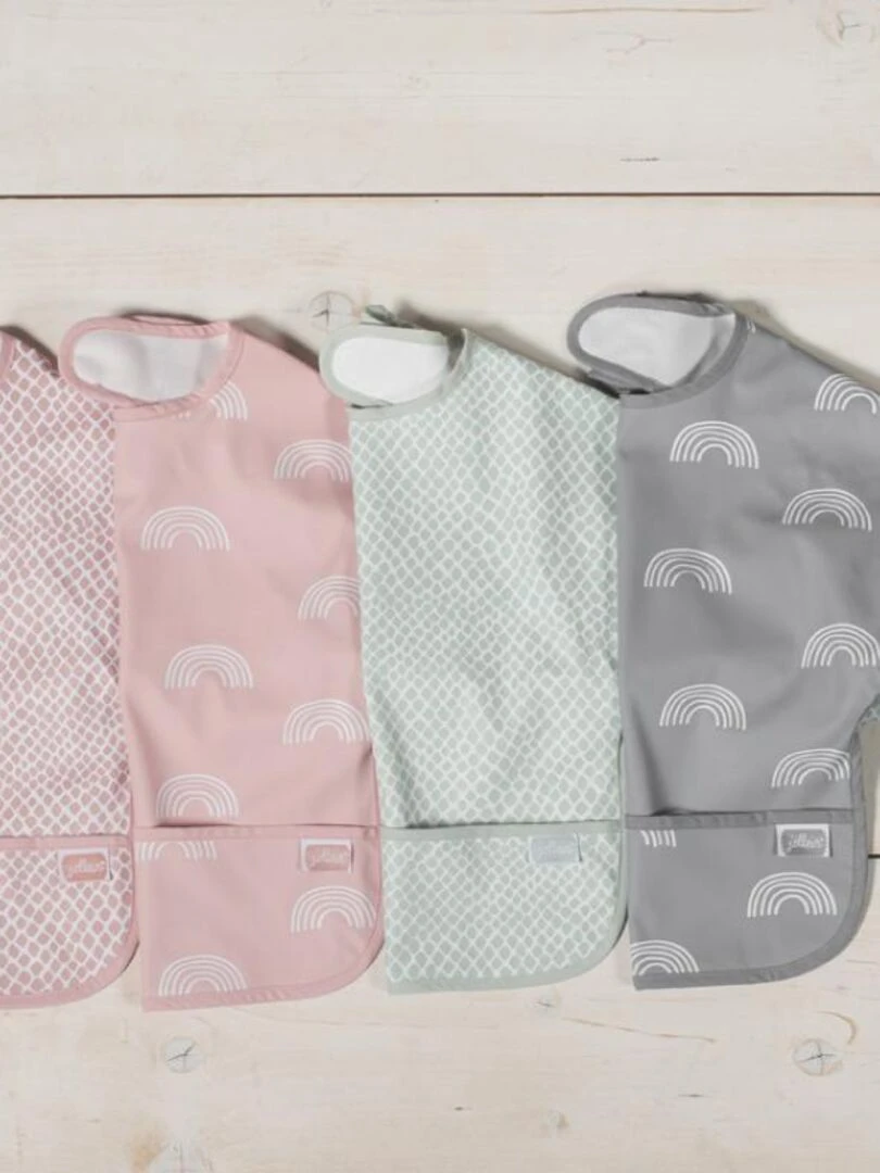 Bavoir Imperméable met Mouw Snake Rose Tendre    Jolle   Rose