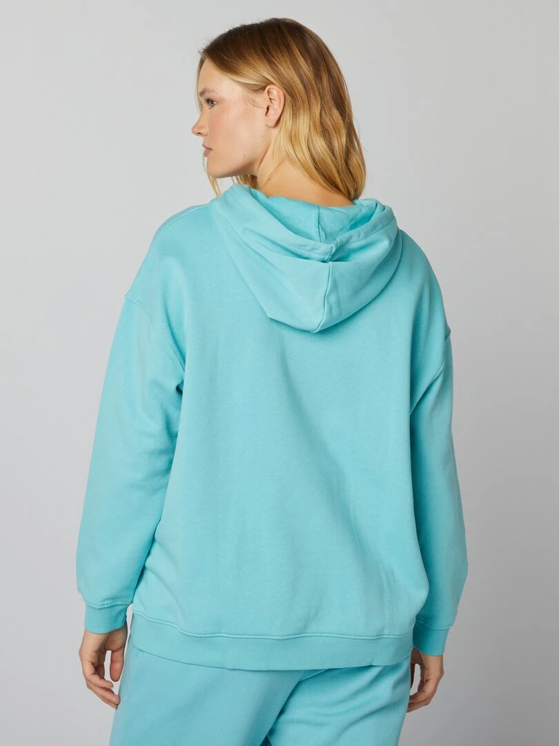 Sweat à capuche avec poche kangourou   Bleu vert