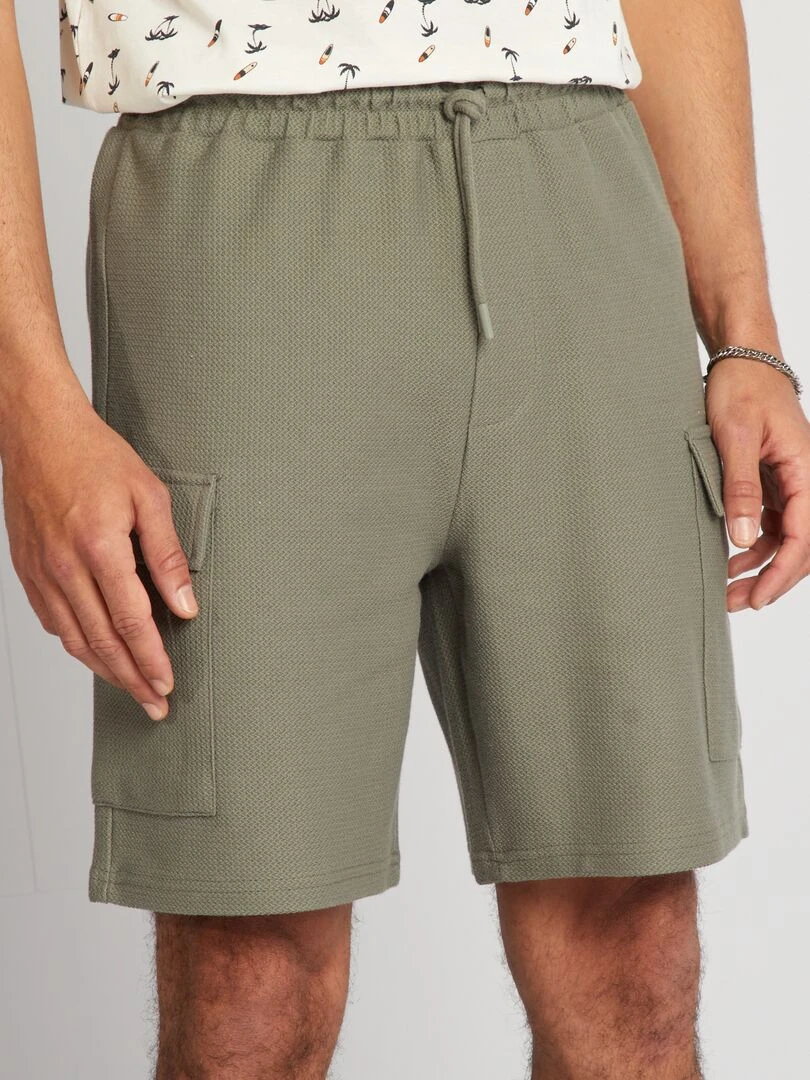 Bermuda en piqué de coton avec poches Vert