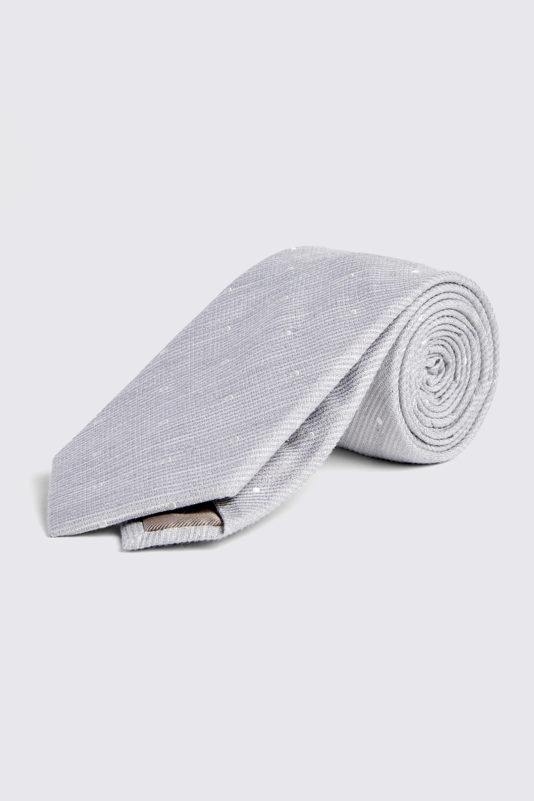 Silver Silk Blend Textured Spot Tie Buy Online at Moss