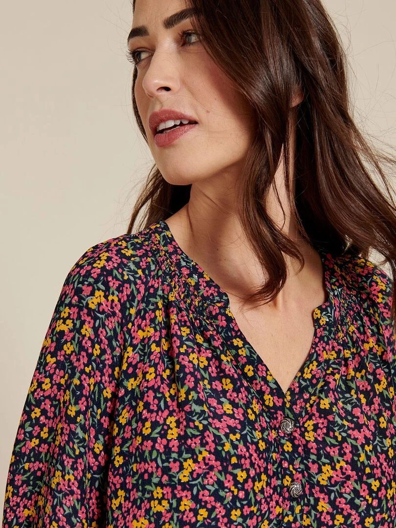 Blouse crêpe fleurie   Damart   Moutarde
