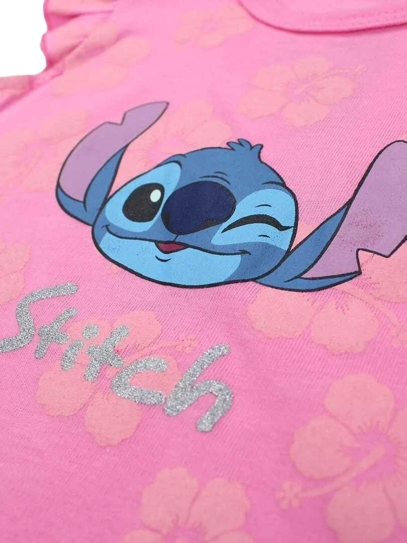 Disney   Combishort bébé fille imprimé Lilo Et Stitch en coton   Rose