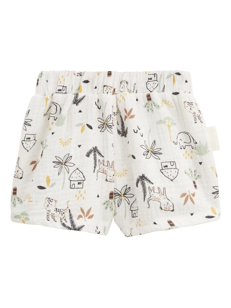 Ensemble bébé t shirt et short en gaze de coton Yao   Marron