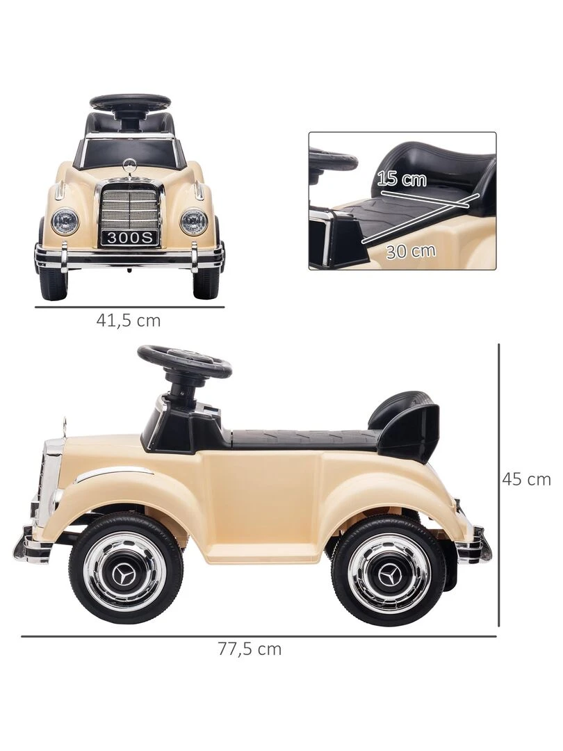 Porteur enfant voiture licence Mercedes Benz 300S coffre butée arrière   Noir