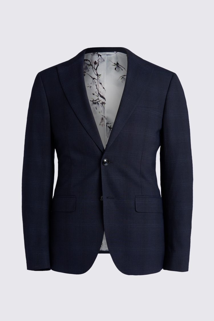 Slim Fit Navy Check Jacket   Buy Online at Moss