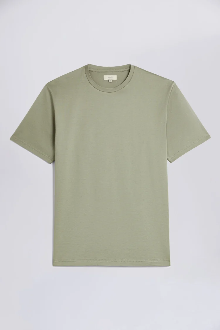 Sage Mercerised Crew Neck T-Shirt   Buy Online at Moss
