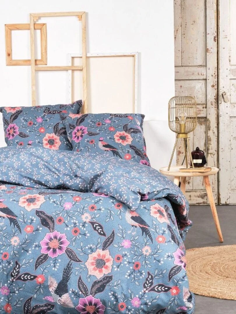 Housse de couette Sunshine 11.12 + taie(s) 100% coton 57 fils Bleu