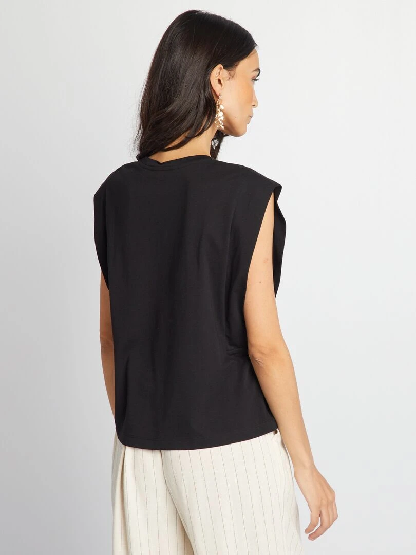 T shirt uni sans manches   noir