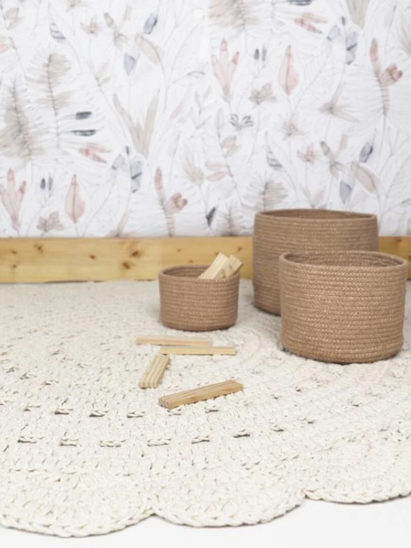 Lot de 3 paniers de rangement Ilse amande   Beige
