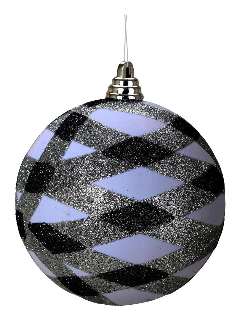 1 boule blanche argent et noir de noel Noir