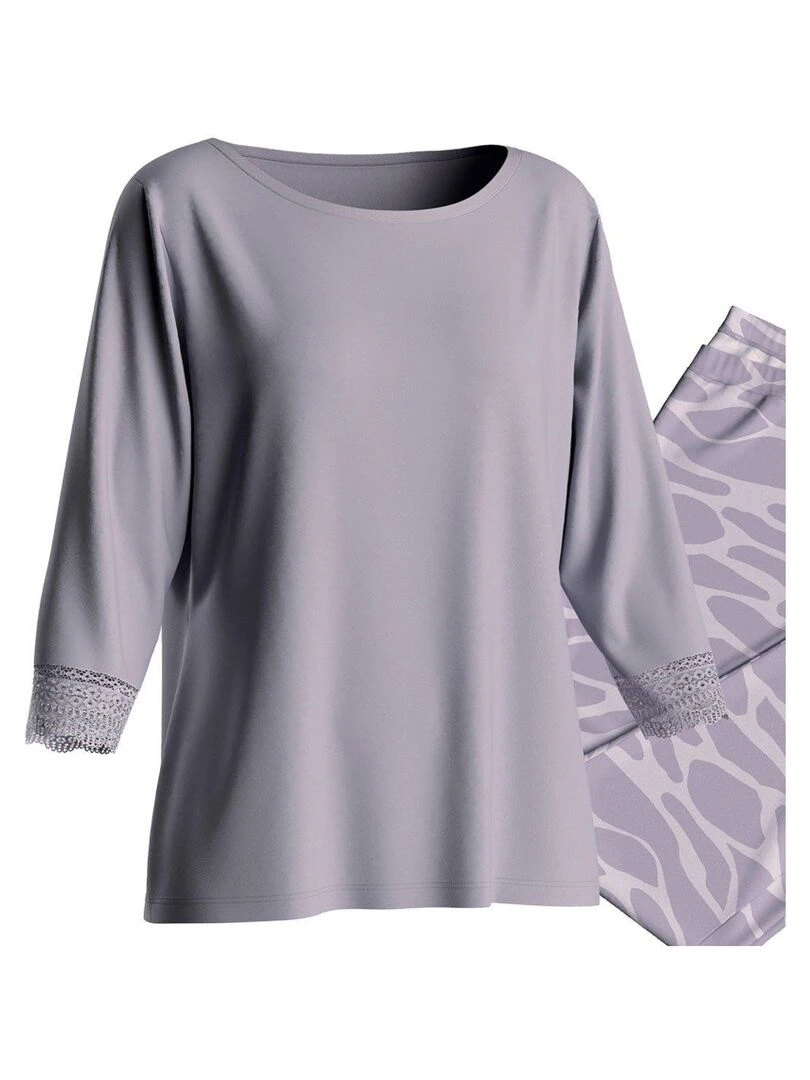 Ensemble pyjama 2 pièces Benita au motif d'écume Monochrome   Gris