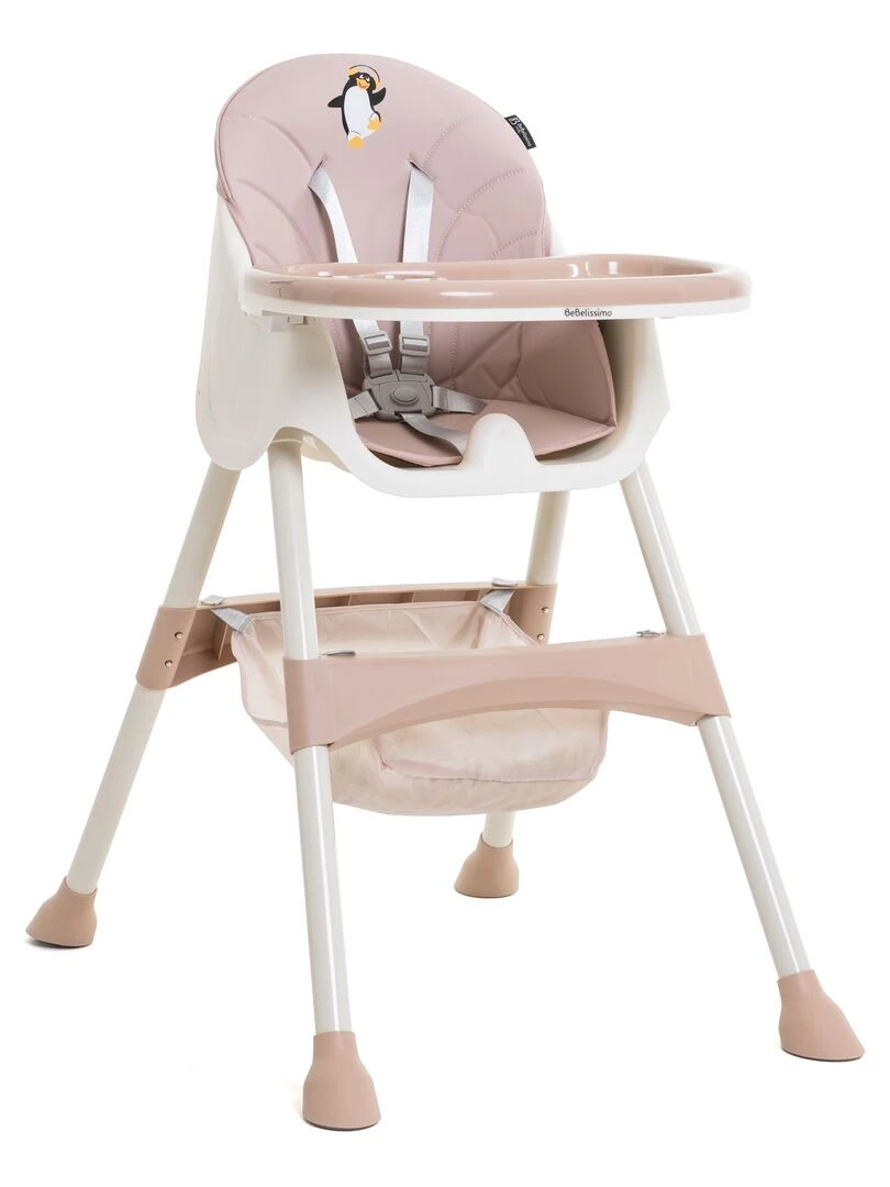 Chaise Haute Bébé Evolutive dès 6 mois jusqu’à 20kg Disco Pinguin hauteur réglable rose Rose