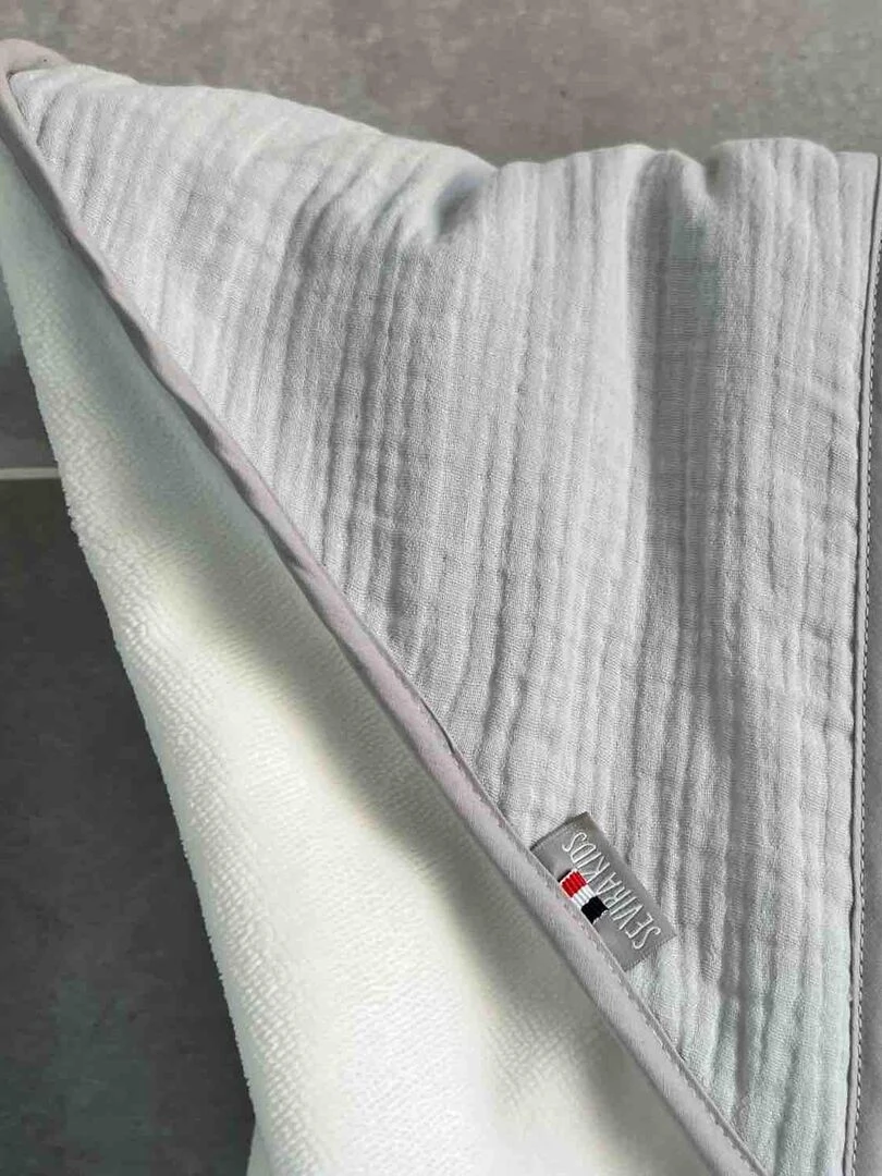 Cape de bain en gaze de coton  Jeanne   Gris