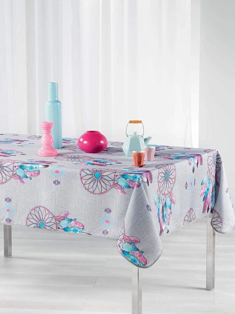 Nappe en polyester rectangle Songes Attrape reve 150 x 240 cm   Gris