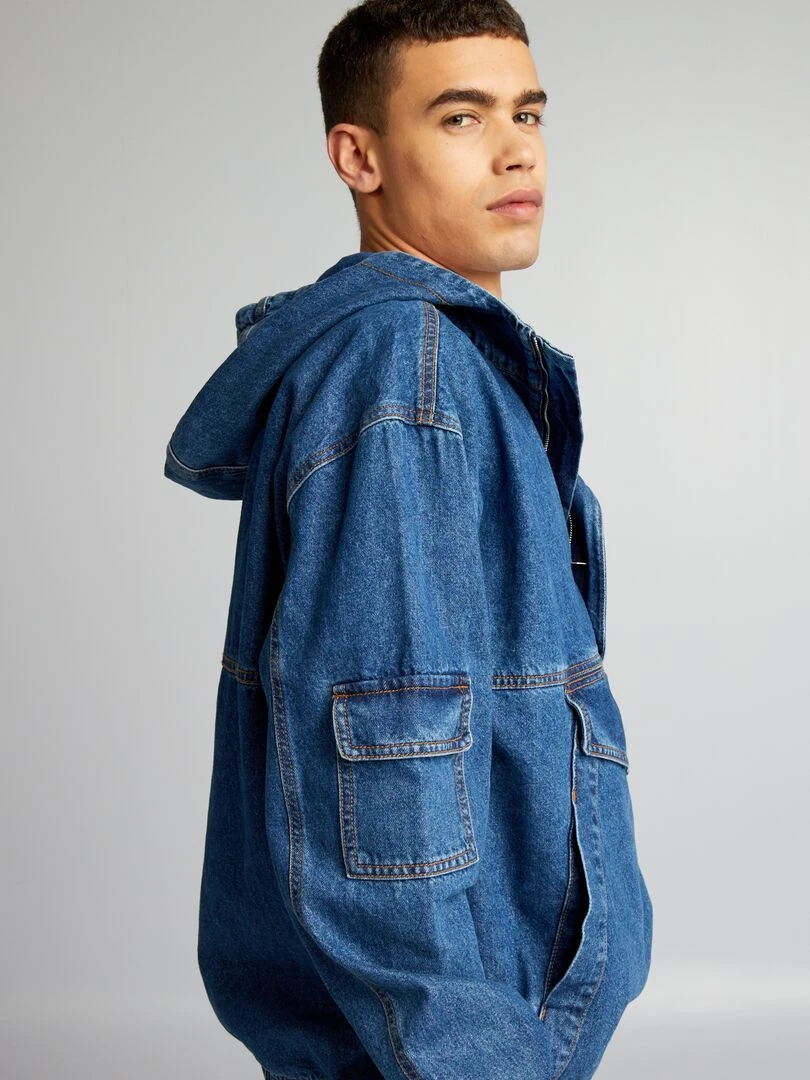 Sweat à capuche en jean   Bleu