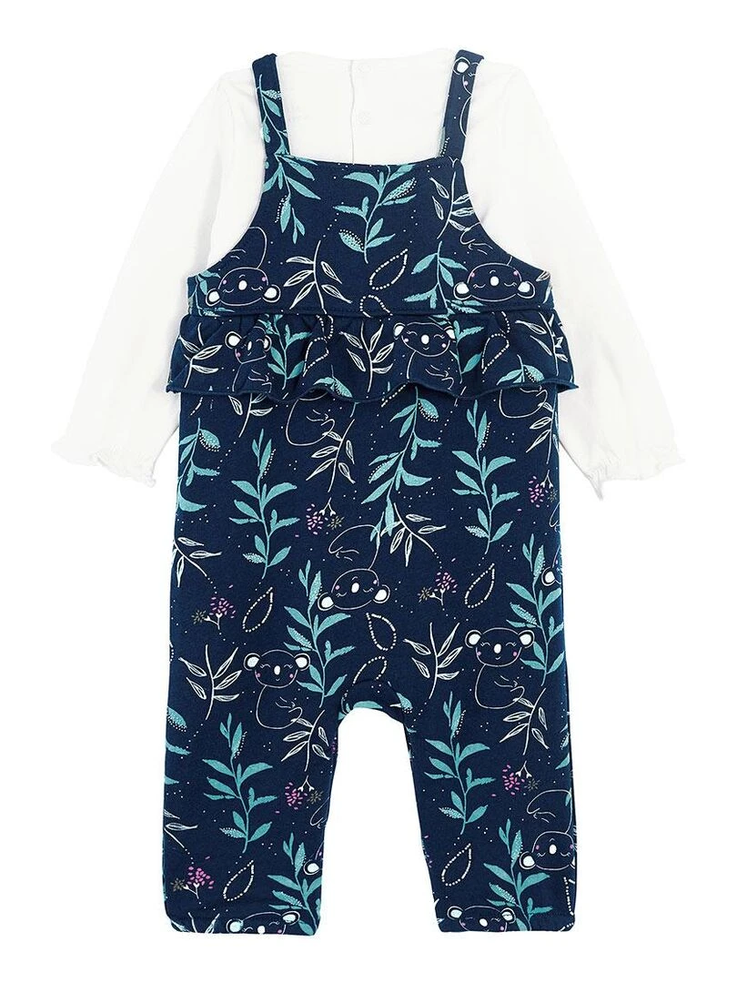 Ensemble salopette bébé en molleton et t shirt Paloma Bleu