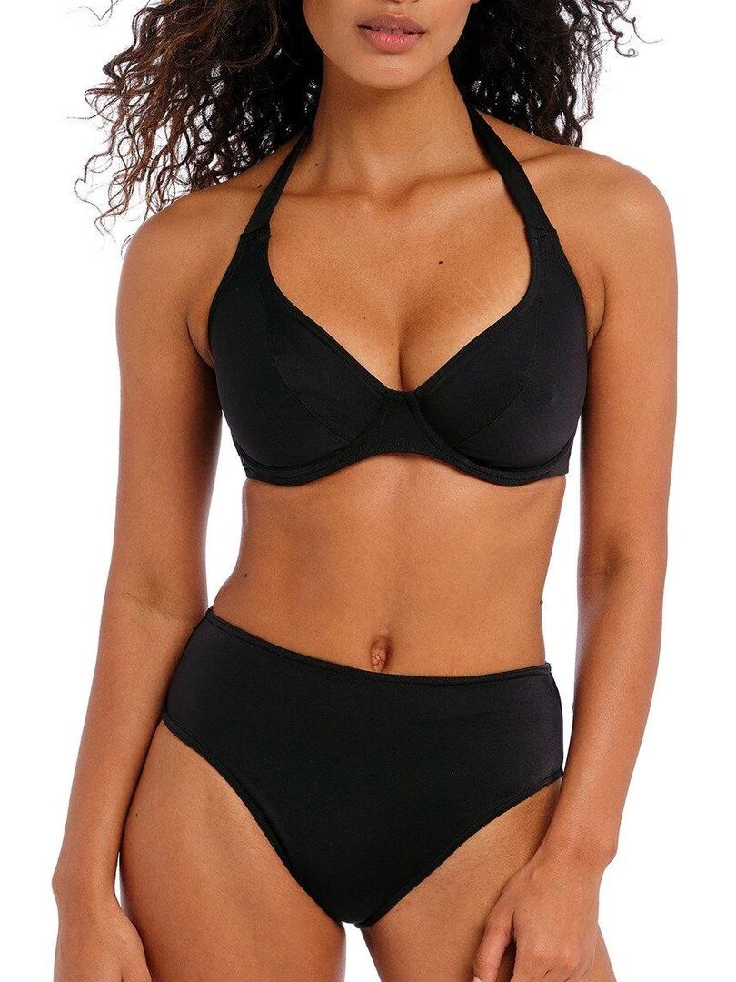 Haut de maillot tour de cou uni à armatures Jewel cove Noir