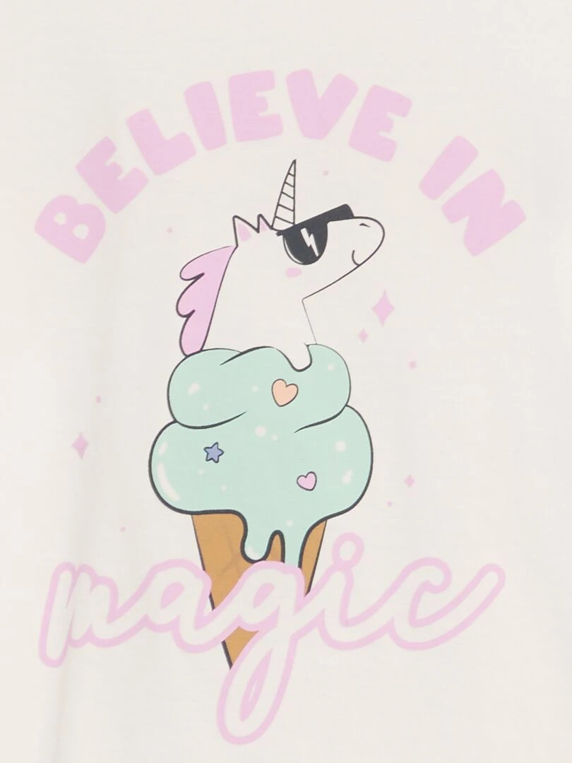 Ensemble de pyjama : T shirt + short 2 pièces Licorne