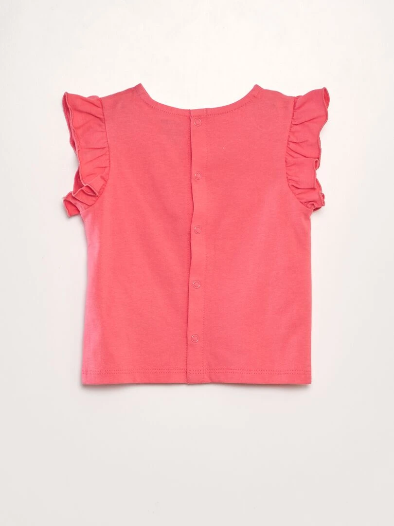 T shirt à volants Rose