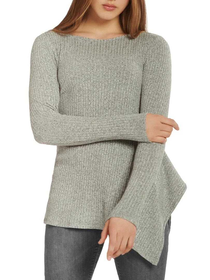 Top asymétrique manches longues Cosy Gris