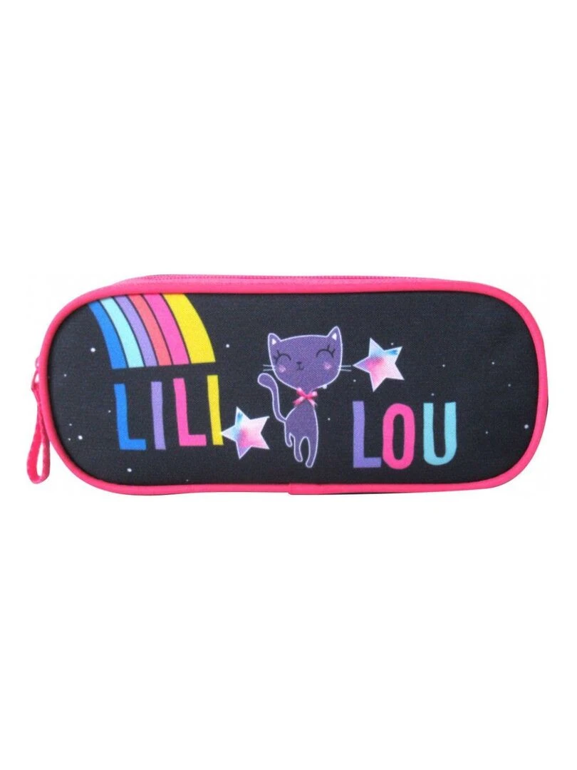 Trousse scolaire 2 compartiments Lililou Bleu marine Bleu