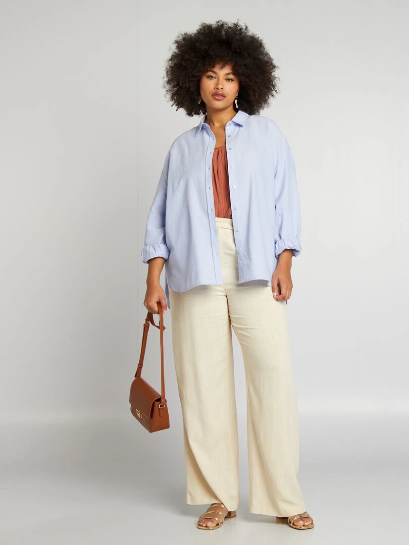 Chemise large en coton Bleu