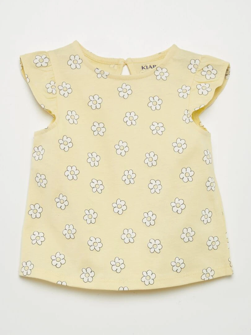 Ensemble t shirt + short imprimé 2 pièces JAUNE