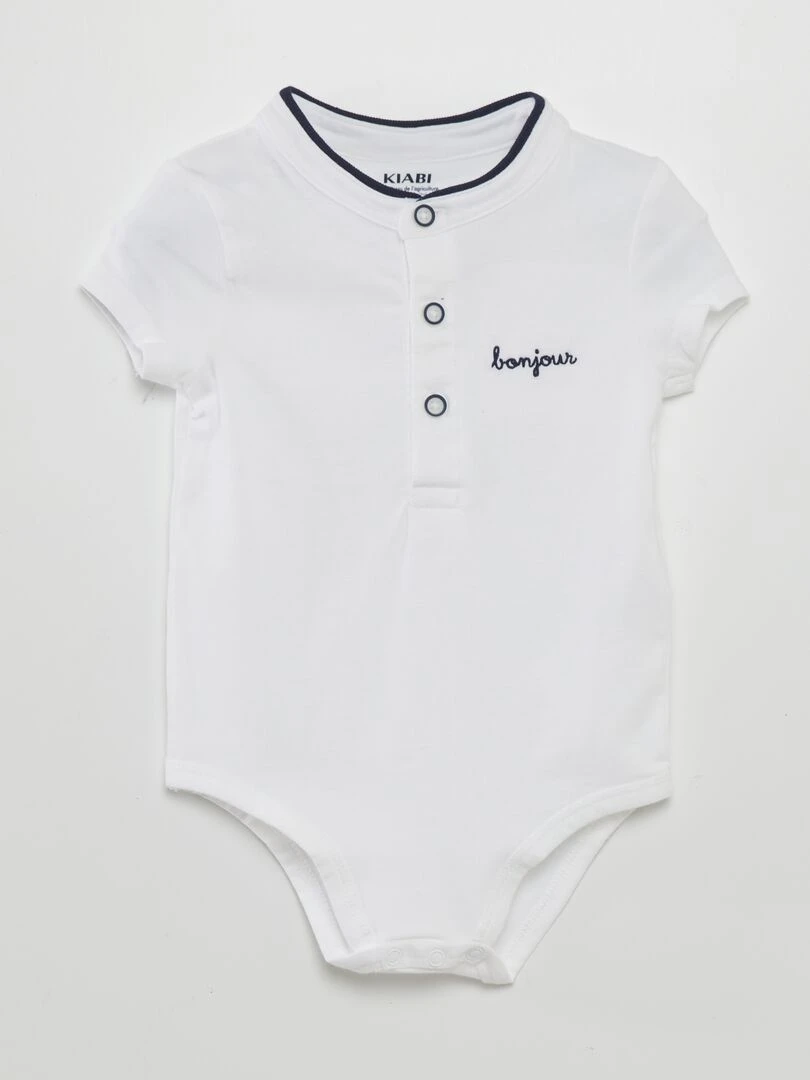 Body col mao en jersey Blanc
