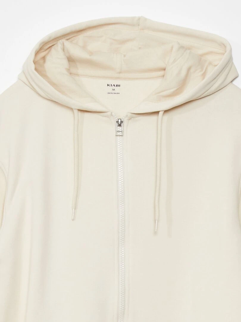 Sweat zippé à capuche   beige