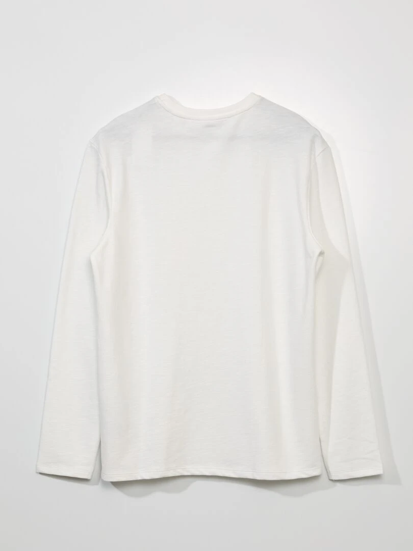 T shirt uni à col tunisien blanc