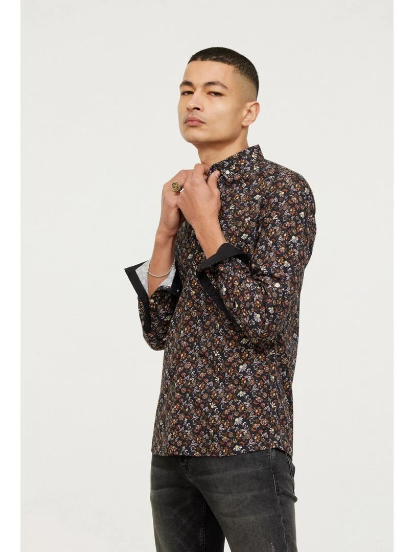 Lee Cooper   Chemise manches longues coton slim DONUTS   Noir