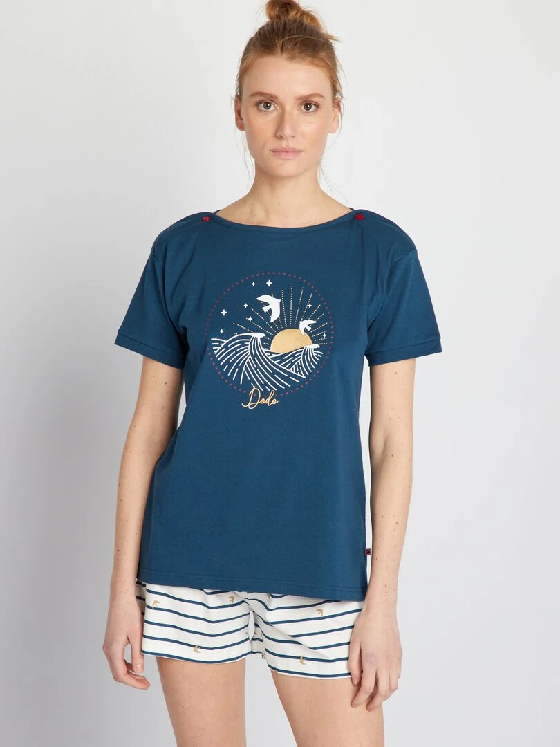 Ensemble de pyjama imprimé 2 pièces Bleu