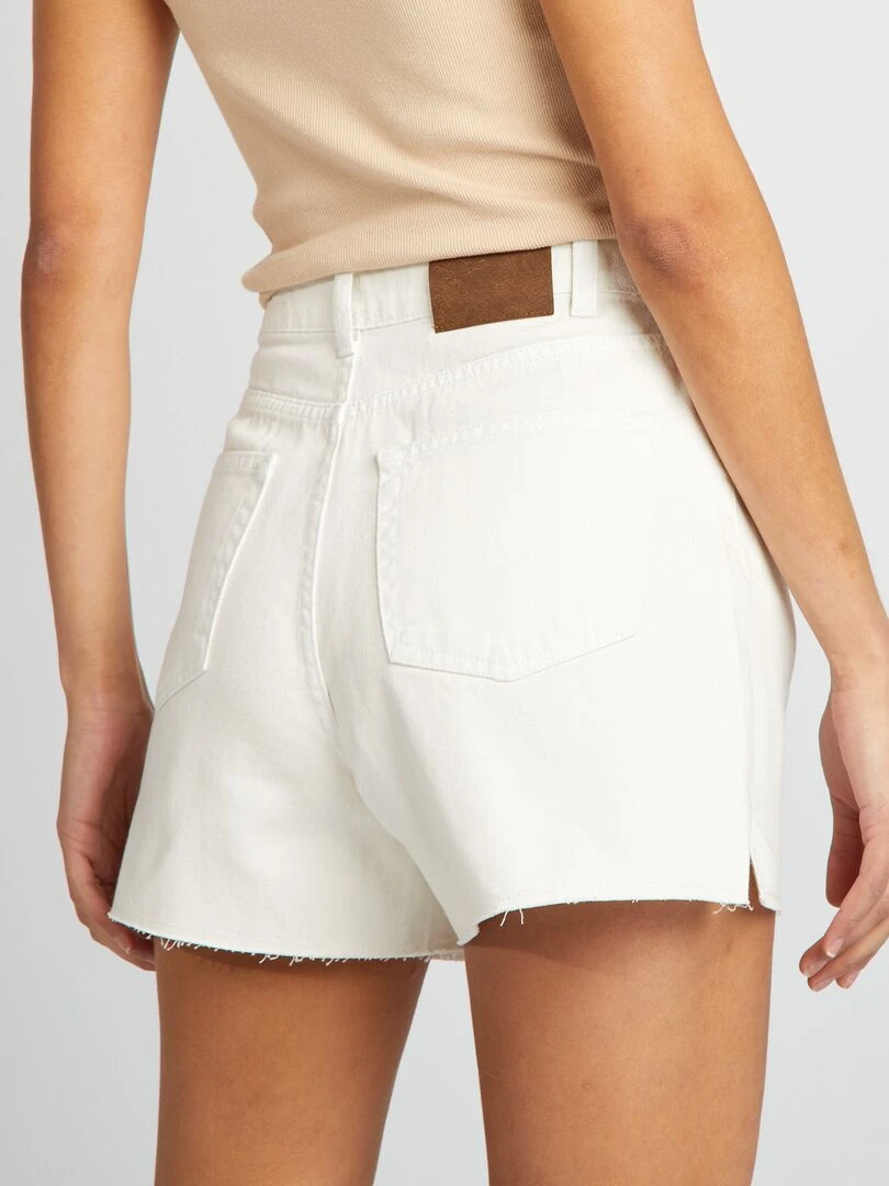 Short en jean coupé à cru   Blanc
