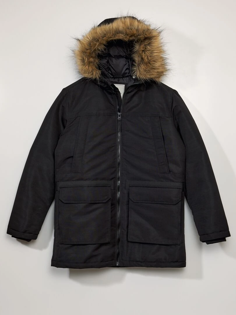 Parka à capuche noir