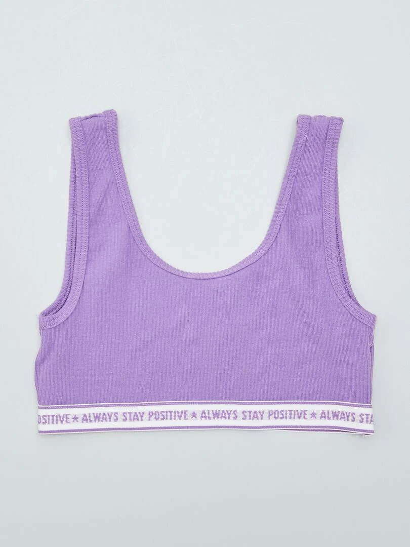 Lot de 2 brassières de sport côtelées Violet/rose