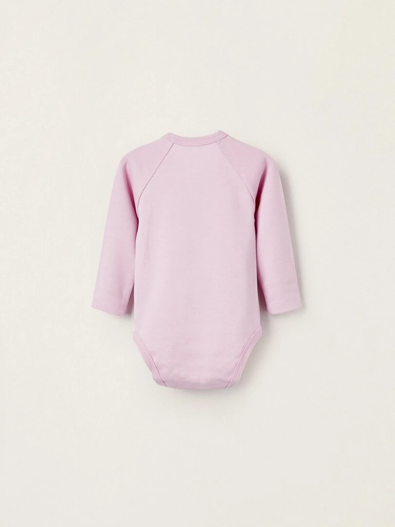 Pack 4 Bodies Croisés en Coton Pour Bébé Fille 'Animaux' manches longues ESSENTIALS LINE Multicolore