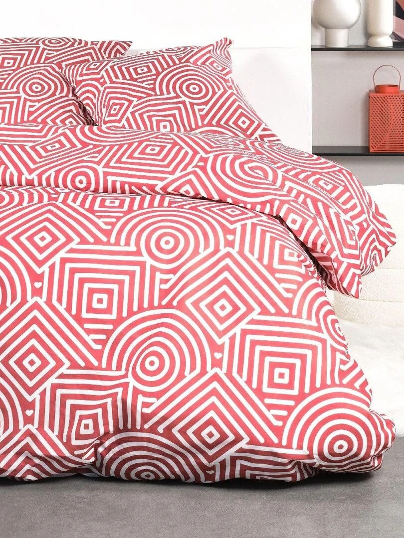 Parure de lit 'CRAZY BRICE' 'TODAY' Rouge