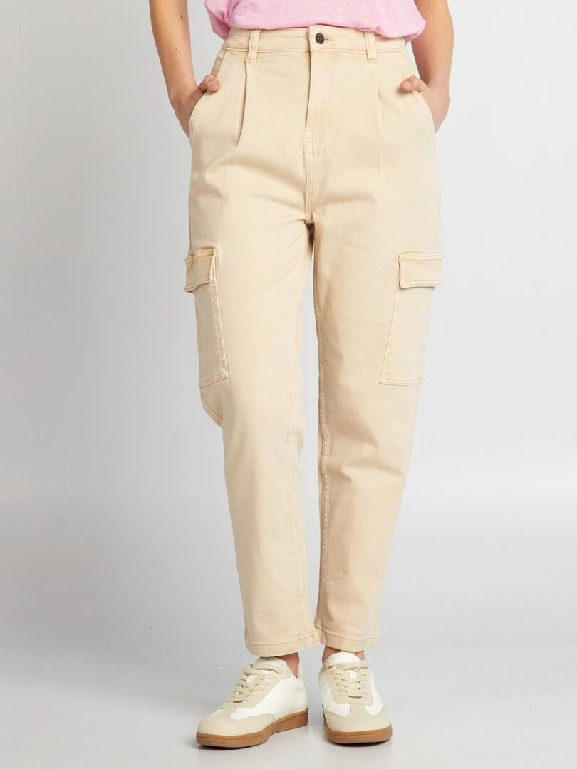 Pantalon twill avec poches à rabats   L27   Beige