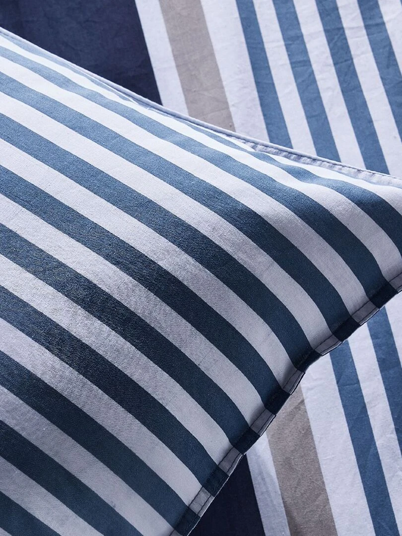 Parure de lit à rayures   2 personnes   Blanc