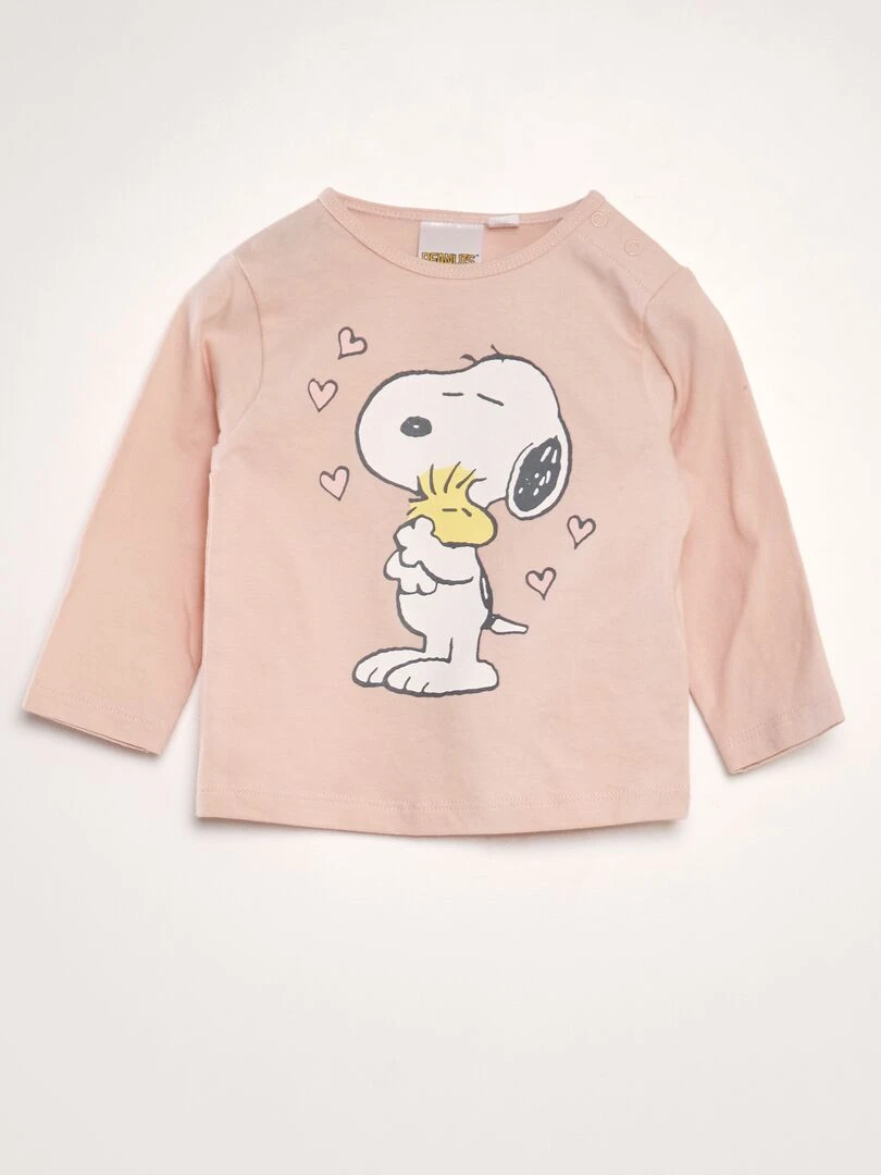 Tee shirt 'Snoopy' à manches longues Rose