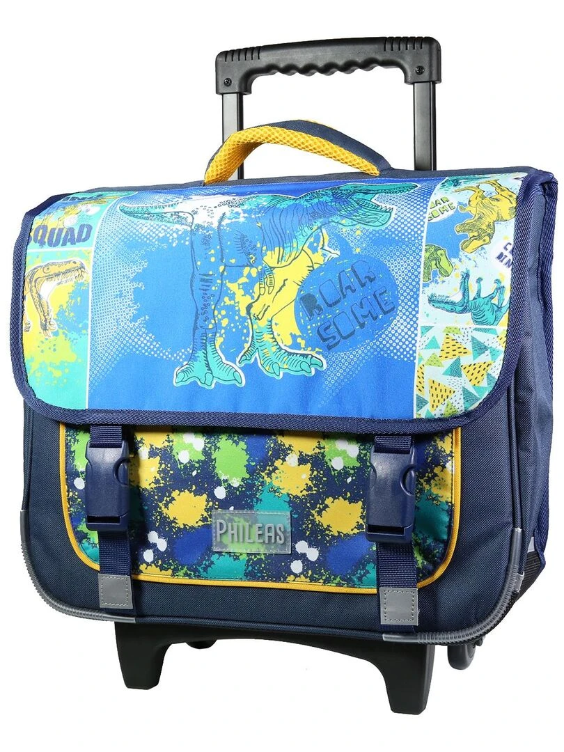 BAGTROTTER Cartable à roulettes 38 cm Phileas Bleu Dinosaure Bleu
