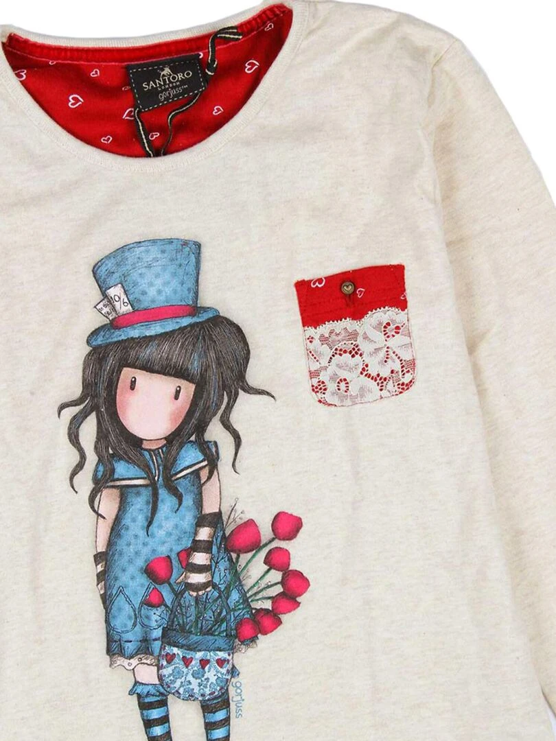 Pyjama pantalon manches longues The Hatter ivoire   Ecru