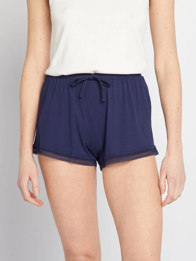 Short court avec dentelle Bleu