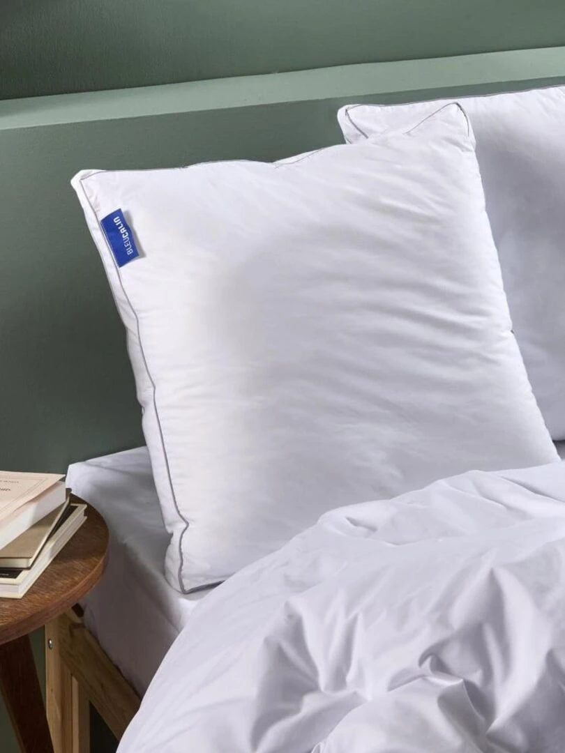 Bleu Câlin Oreiller ultra moelleux coton percale Blanc