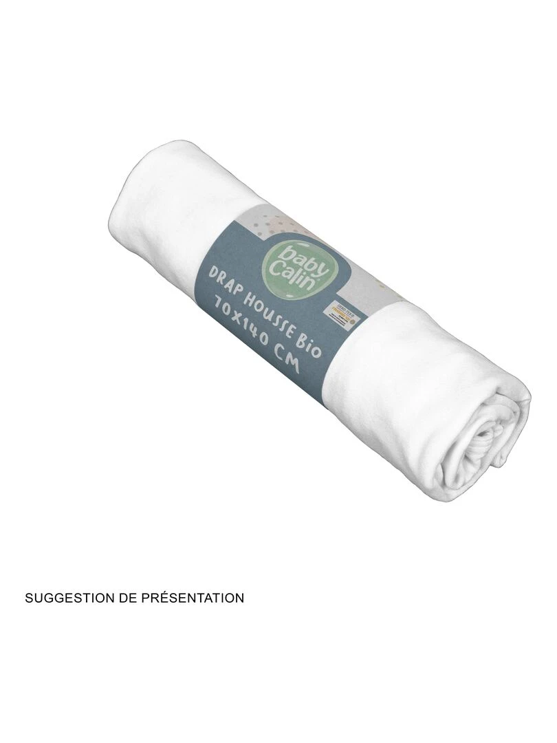 Drap housse 70x140x17 cm bio Blanc Blanc
