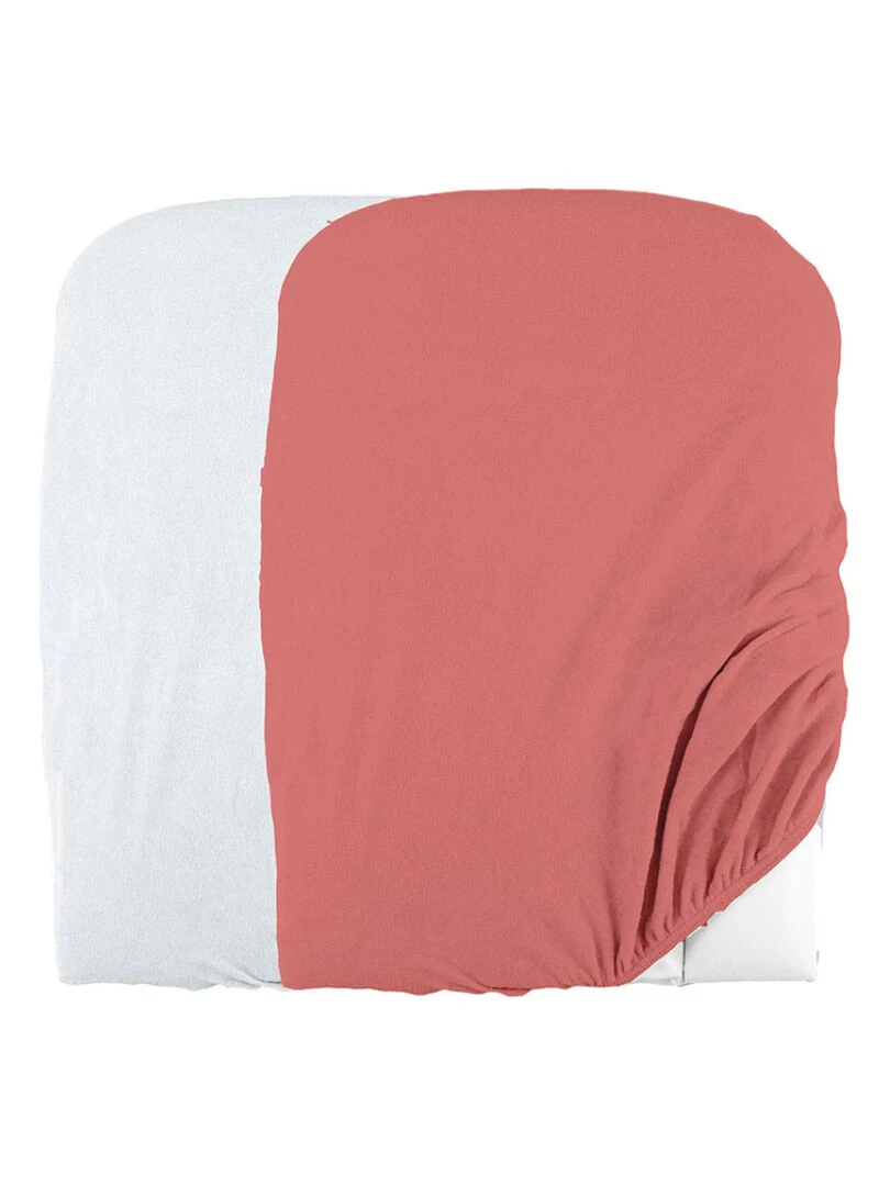 Lot de 2 housses de matelas à langer blanc et terracotta (50 x 75 cm) Orange corail
