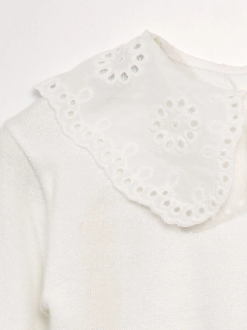 Pull maille douce et col claudine blanc
