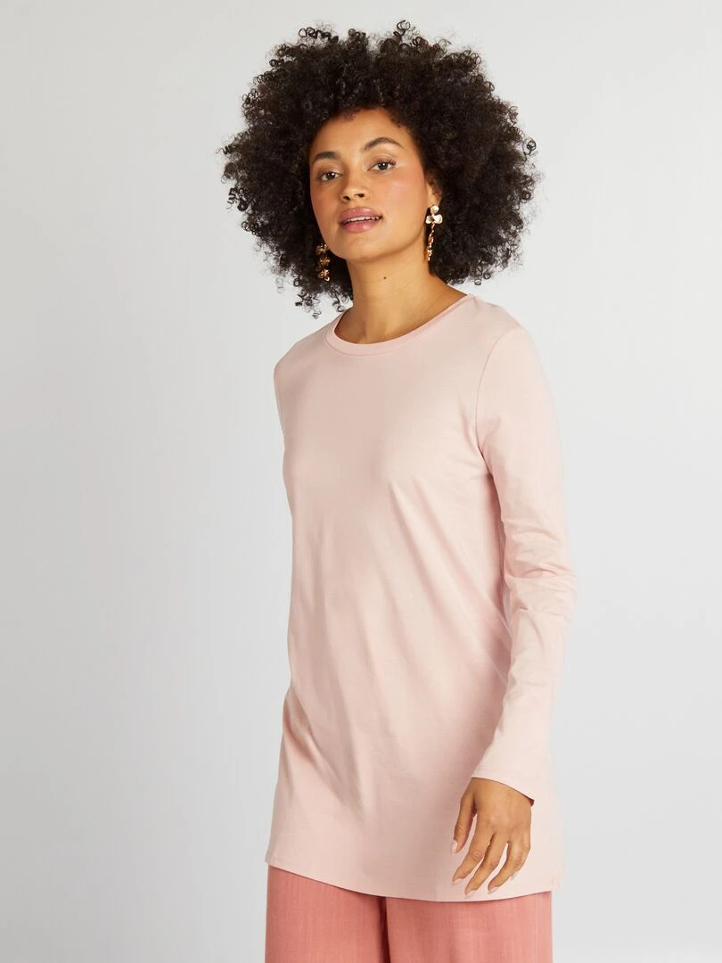 T shirt long à manches longues   Rose